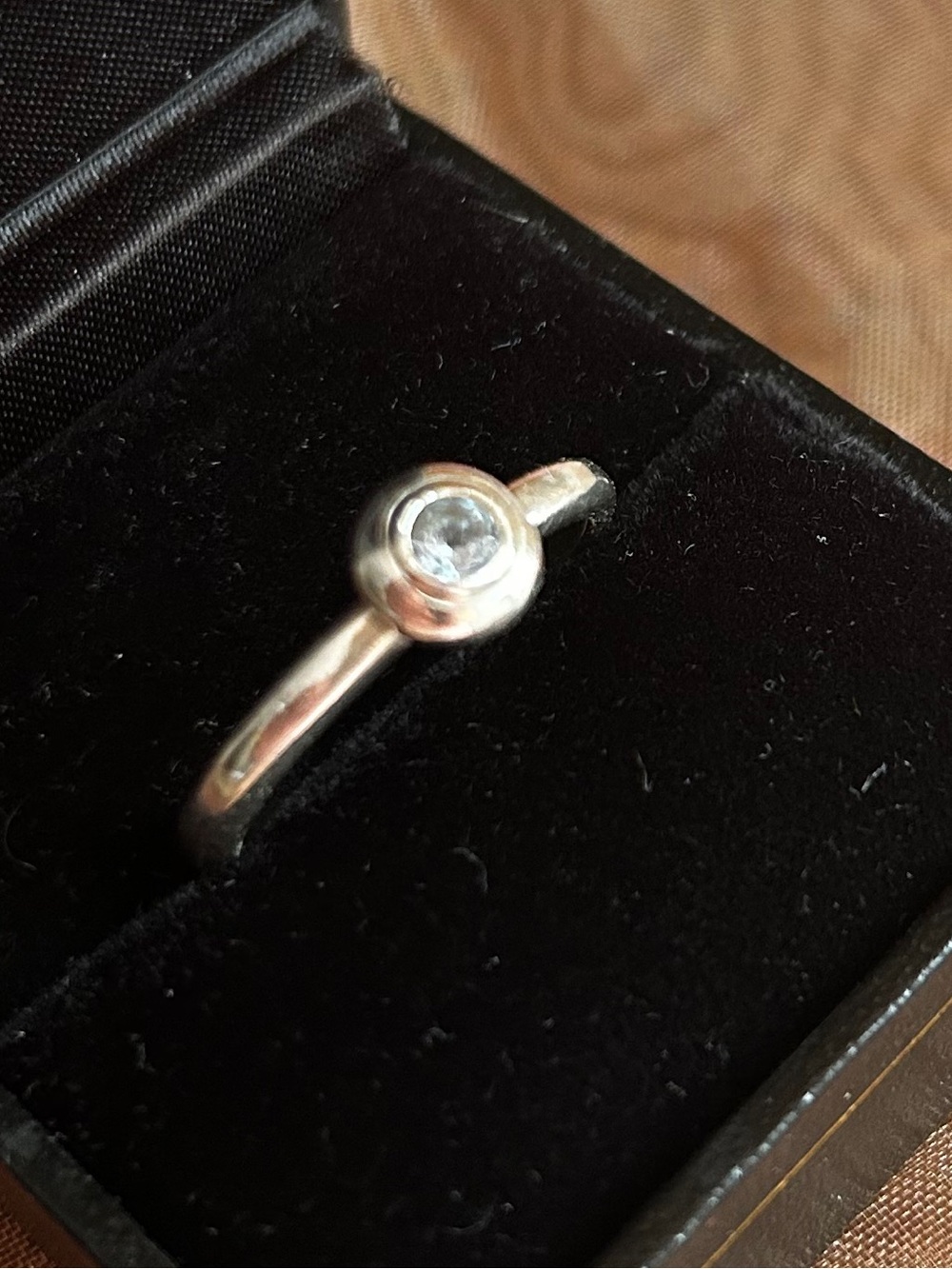 James Avery Remembrance Ring Aquamarine Stone Bezel Set - Size 8